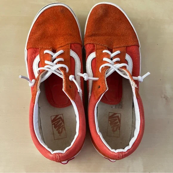 Vans Unisex Orange and White Suede Sneakers - Picture 13 of 13